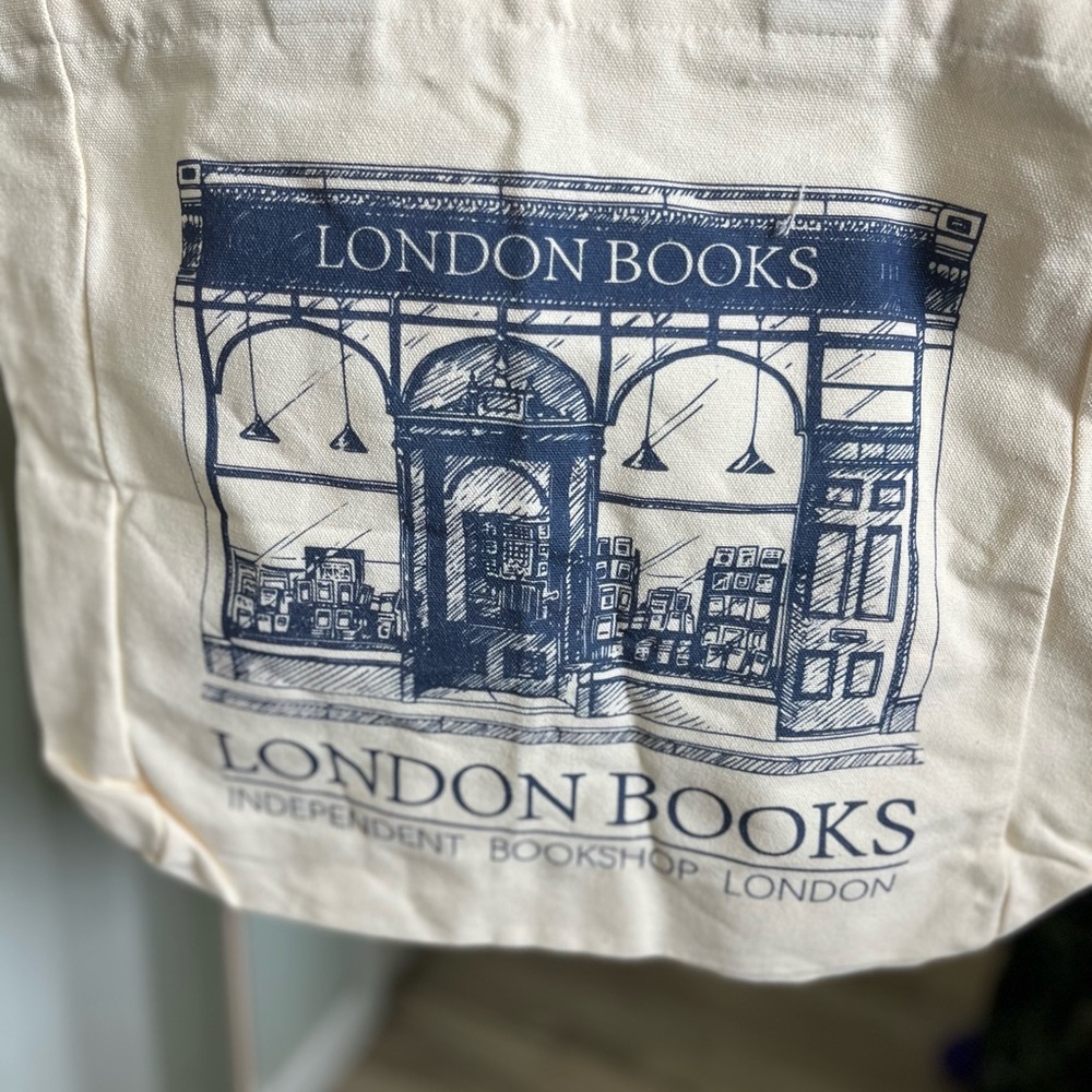 Cream and Blue Tote Bag
